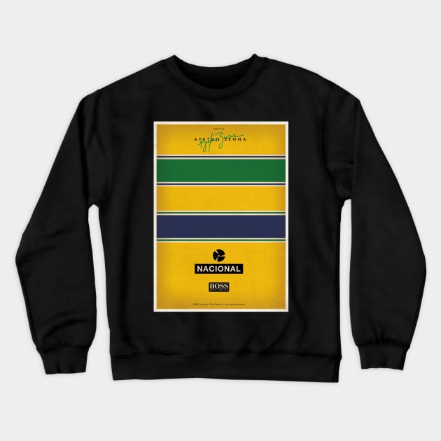 Ayrton Senna Formula 1 Helmet Tribute Crewneck Sweatshirt by funkymonkeytees